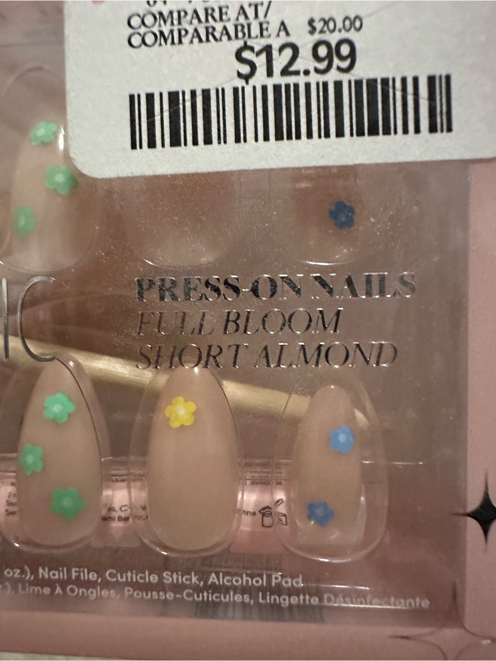 GLAMNETIC Press-On Nails Set — Pink Almond Floral & Nude French - Picture 3 of 5